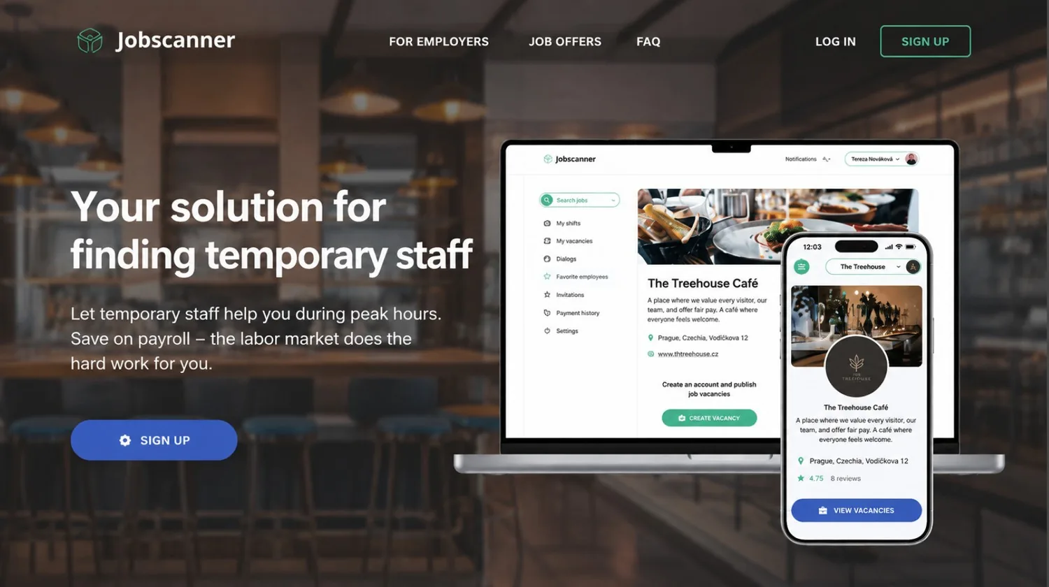 Jobscanner employment marketplace prototype — employer and worker product experience